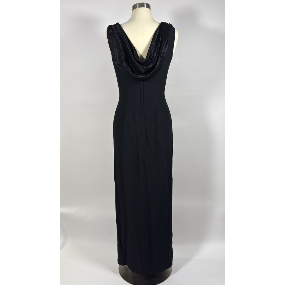 Loralie Black Floral Beaded Cowl Back Floor Length Gown - Vintage Size 10 - Picture 4 of 8